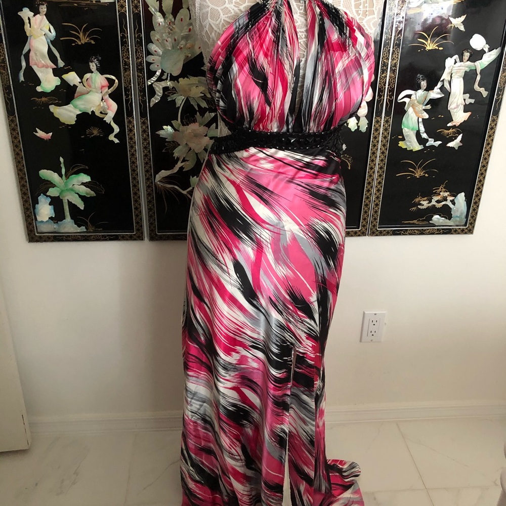 Lafemme backless halter maxi dress